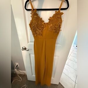 New Women’s Lace Mustard Yellow Jumpsuit